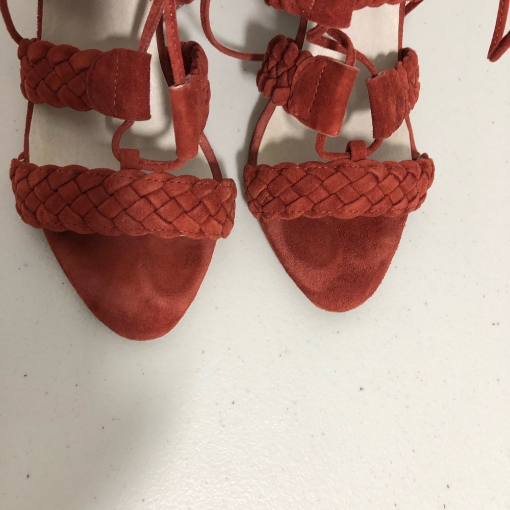 Revolve RAYE Libby Heels Suede Woven Strap Size 7.5 - Picture 3 of 11